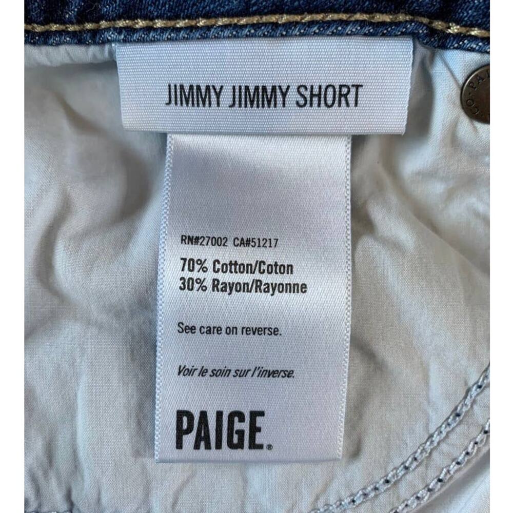 PAIGE Jimmy Jimmy Cuffed Blue Stretch Denim Jean Shorts Size 29 - Picture 5 of 8